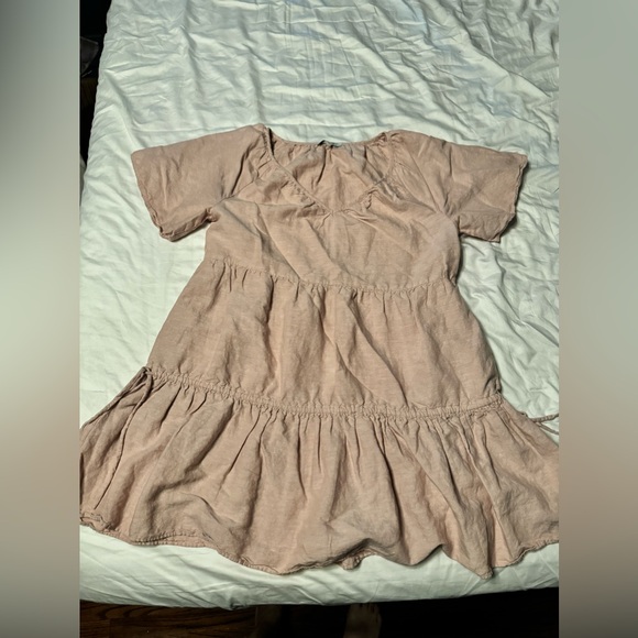 Madewell Linen Blend Lorelai Mini Dress Pink Dusty Blush Womens Size M - Picture 2 of 3